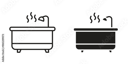 Hot tub icons Black symbol on transparent background. EPS10