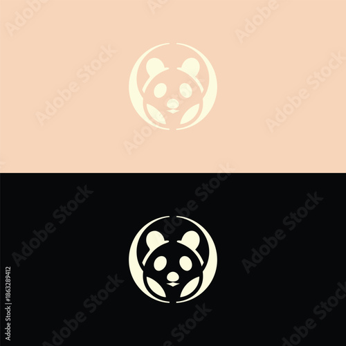 Panda bear logo on contrasting background colors