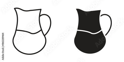 Jug icons Black symbol on transparent background. EPS10