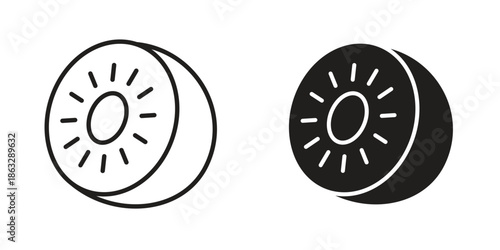 Kiwi icons Black symbol on transparent background. EPS10