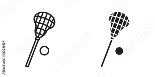 Lacrosse stick ball icons Black symbol on transparent background. EPS10
