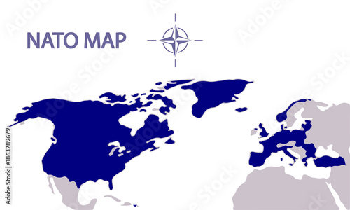 Nato map logo, vector art illustration.