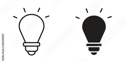 Lightbulb icons Black symbol on transparent background. EPS10