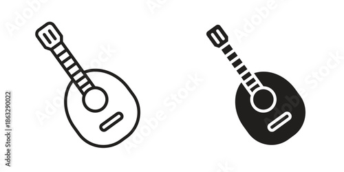 Mandolin icons Black symbol on transparent background. EPS10