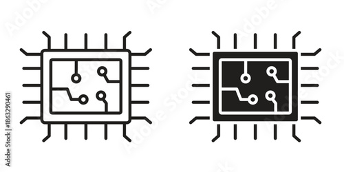 Microchip icons Black symbol on transparent background. EPS10