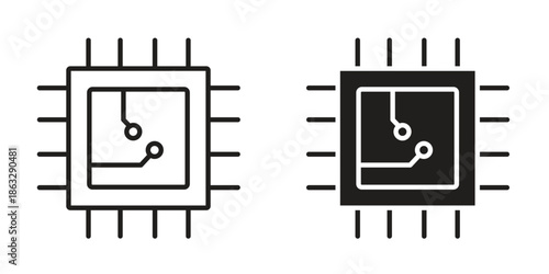Microchip icons Black symbol on transparent background. EPS10