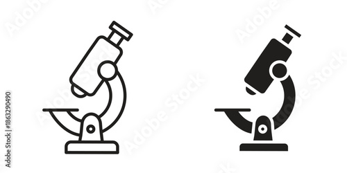 Microscope icons Black symbol on transparent background. EPS10