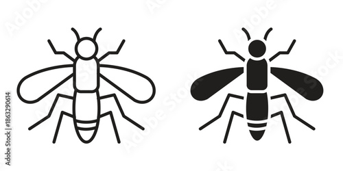 Mosquito icons Black symbol on transparent background. EPS10