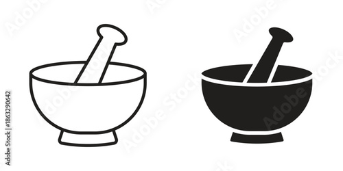 Mortar pestle icons Black symbol on transparent background. EPS10