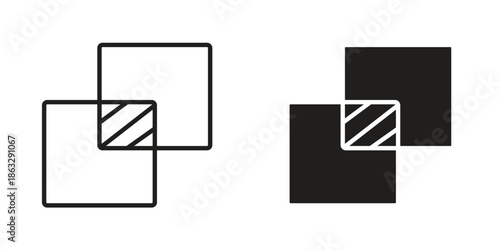 Object intersect icons Black symbol on transparent background. EPS10