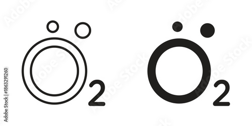 Oxygen O2 icons Black symbol on transparent background. EPS10