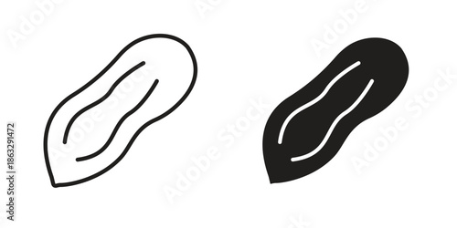 Peanut icons Black symbol on transparent background. EPS10