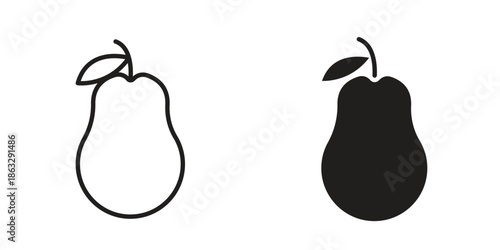 Pear icons Black symbol on transparent background. EPS10