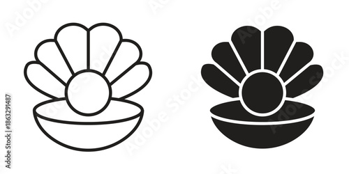 Pearl icons Black symbol on transparent background. EPS10