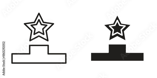 Podium star icons Black symbol on transparent background. EPS10
