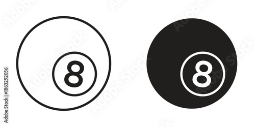 Pool 8 ball icons Black symbol on transparent background. EPS10