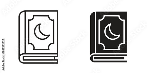 Quran book icons Black symbol on transparent background. EPS10