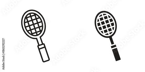 Racquet icons Black symbol on transparent background. EPS10