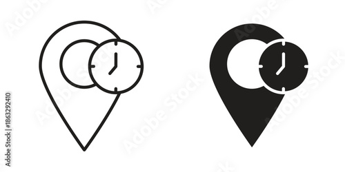 Real time location icons Black symbol on transparent background. EPS10