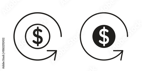 Refund icons Black symbol on transparent background. EPS10