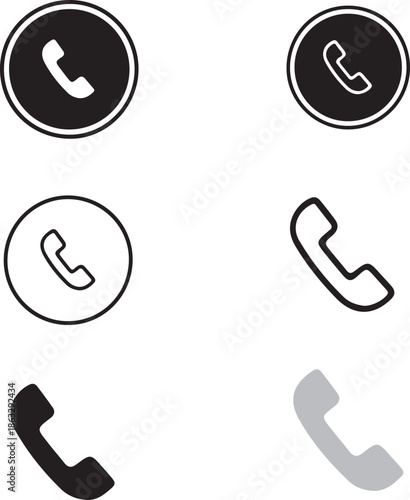 Set of telephone icons in various styles and colors