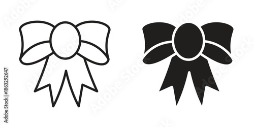 Ribbon icons Black symbol on transparent background. EPS10