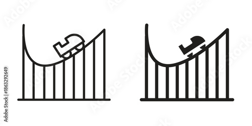 Roller coaster icons Black symbol on transparent background. EPS10