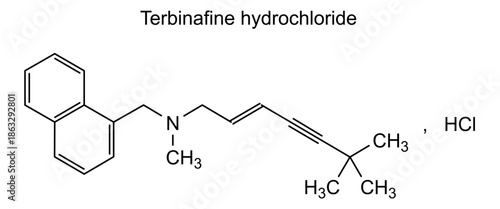 Terbinafine hydrochloride, chemical structure of terbinafine hydrochloride, drug substance