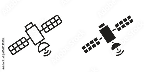 Satellite icons Black symbol on transparent background. EPS10