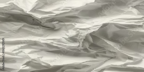 Old ecru paper background. Vector off-white wrinkled sheet template. Rough grungy crumpled effect overlay. Korean aged gritty dusty cream color wallpaper. Thin retro Japanese, Chinese package paper bg