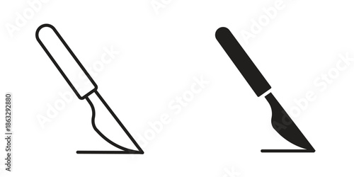 Scalpel path icons Black symbol on transparent background. EPS10