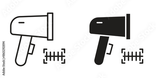 Scanner gun icons Black symbol on transparent background. EPS10