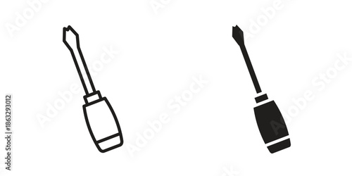 Screwdriver icons Black symbol on transparent background. EPS10