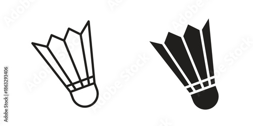 Shuttlecock icons Black symbol on transparent background. EPS10