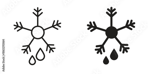 Snowflake droplets icons Black symbol on transparent background. EPS10