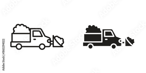 Snowplow icons Black symbol on transparent background. EPS10