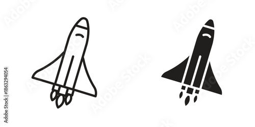 Space shuttle icons Black symbol on transparent background. EPS10