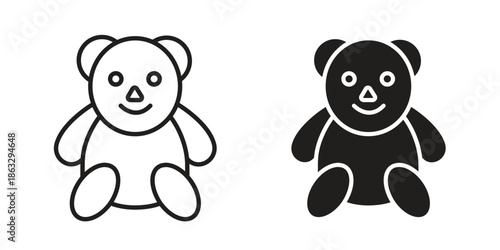Teddy bear icons Black symbol on transparent background. EPS10