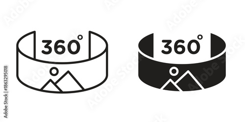 Tour virtual icons Black symbol on transparent background. EPS10