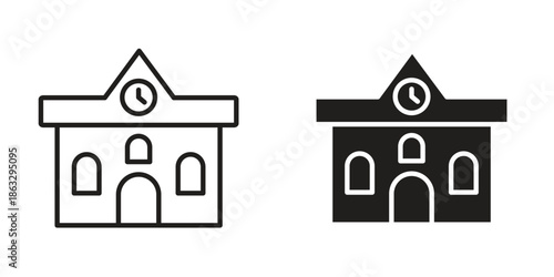 Train station building icons Black symbol on transparent background. EPS10