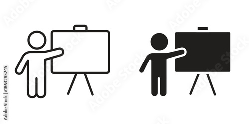User chalkboard icons Black symbol on transparent background. EPS10