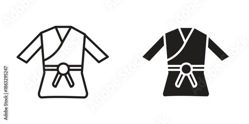 Uniform martial art icons Black symbol on transparent background. EPS10