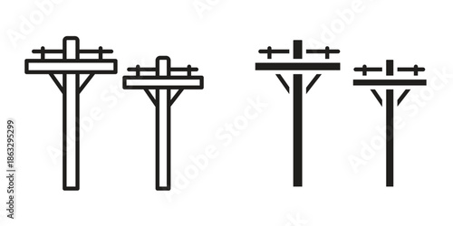 Utility pole icons Black symbol on transparent background. EPS10