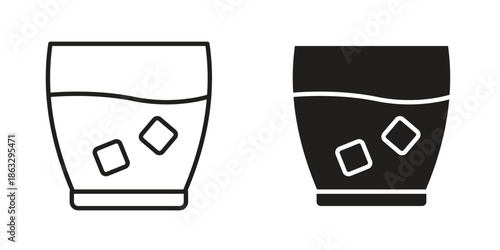 Whiskey Glass icons Black symbol on transparent background. EPS10