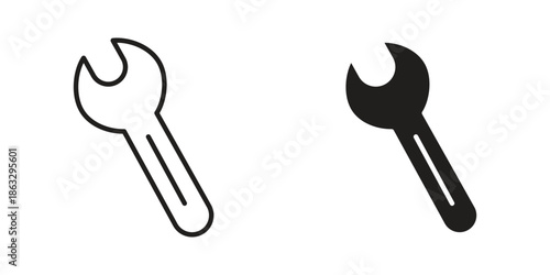 Wrench icons Black symbol on transparent background. EPS10