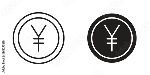 Yen icons Black symbol on transparent background. EPS10