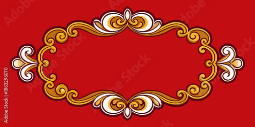 Elegant vector frame with golden and white swirls, vector