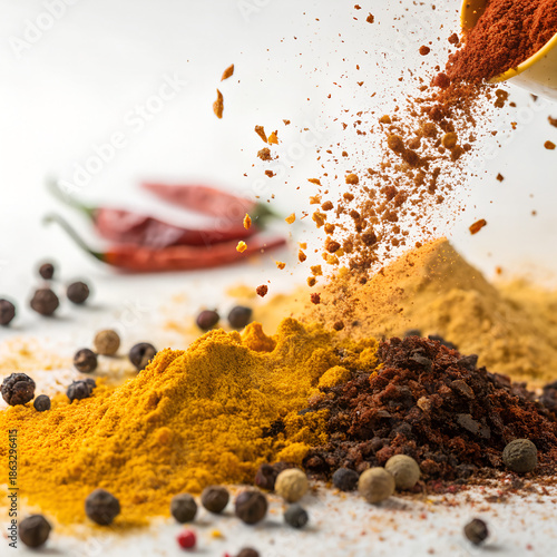 Dynamic Explosion of Colorful Spices Isolated on Transparent Background