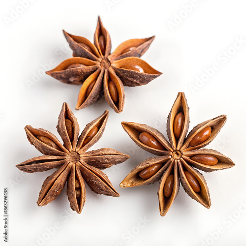 Star Anise Spice Pods Isolated on Transparent Background