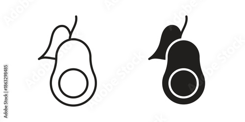 Avocado icons vector silhouette set. thin line icon pack.